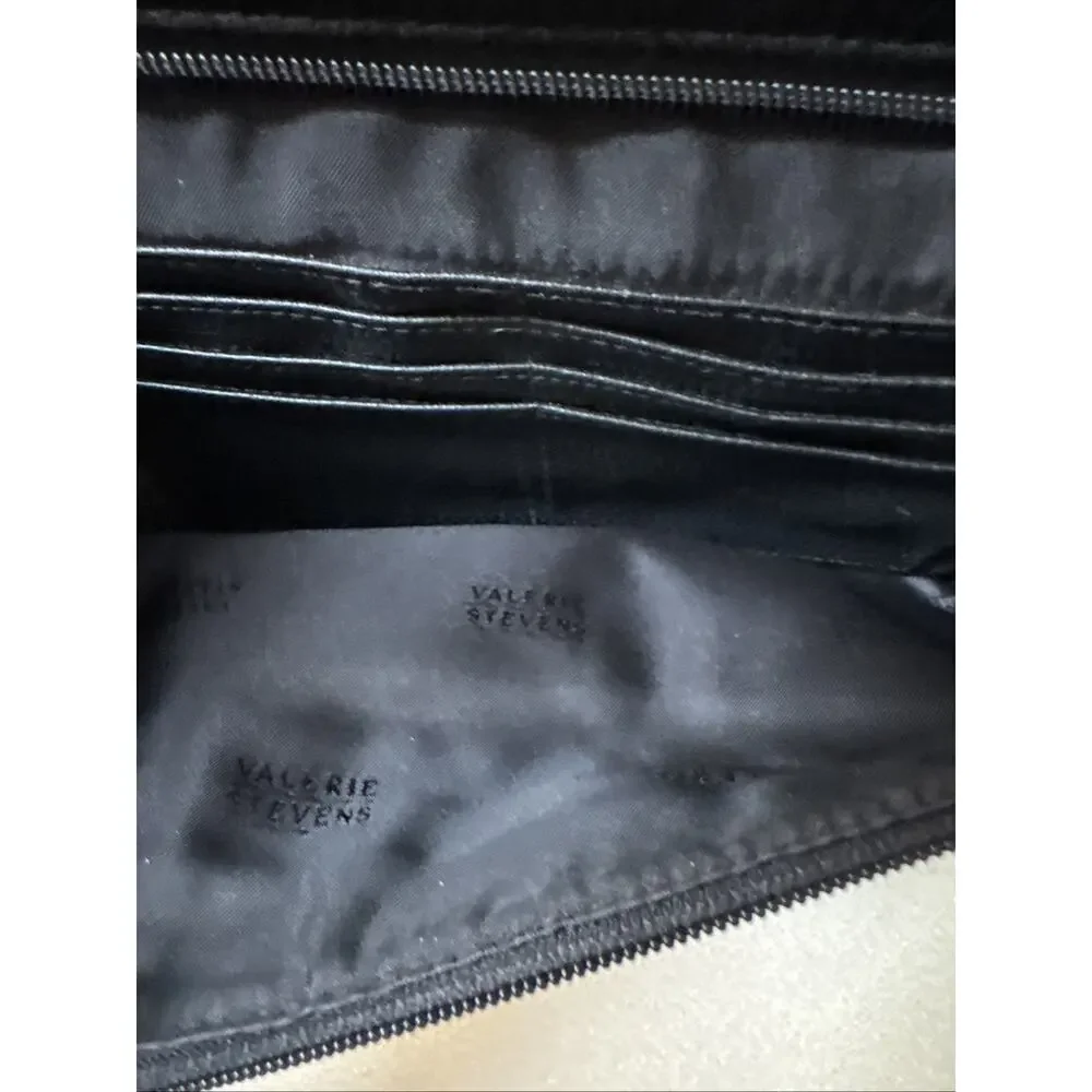 Valerie Stevens Organizer Black Leather Brief Case/Shoulder Bag/Laptop Bag